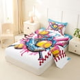 thumbnail image 2 of Erosebridal Kids Baseball Sport Twin Sheet Sets, Colorful Ice Cream Drip Bedding, 1 Flat Sheet, 1 Fitted Sheet and 1 Pillowcase, 2 of 5