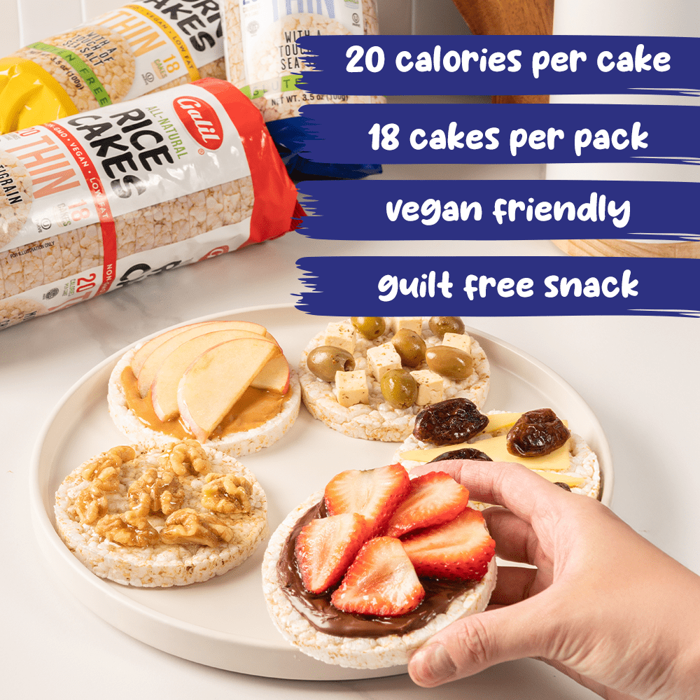 Galil Thin Rice Cakes with Sea Salt, Vegan and Gluten Free Snacks, Plain Rice Cakes, Low Salt Snacks, 3.5 oz