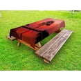 thumbnail image 1 of Sunrise Outdoor Tablecloth, Silhouette of Misty Twilight Sky with Tree and Nature Reflections Exotic Image, Decorative Washable Fabric Picnic Table Cloth, 58 X 84 Inches,Black Ruby, by Ambesonne, 1 of 2