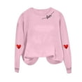 thumbnail image 2 of Valentines Women's Sweatshirts Casual Round Neck Pullover Valentine’s Day Shirts Loose Fitting Solid Color Long Sleeve Blouses Fall Outfits, 2 of 6