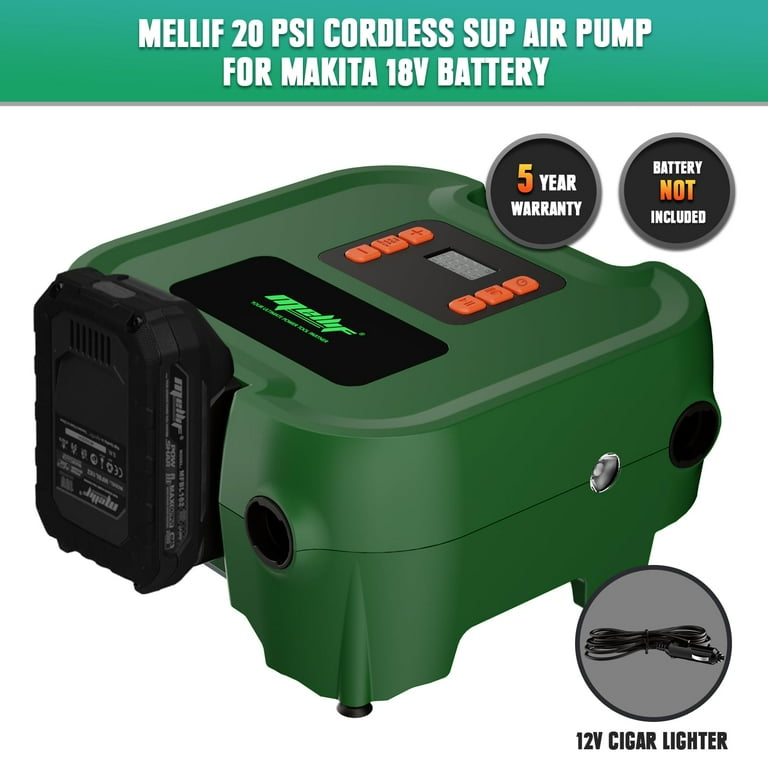 Mellif Cordless Paddle Board Pump for Makita 18V No Battery 20PSI Portable SUP Pump 12V DC Car Connector Auto Off Electric Pump for Inflatable Stand Up Paddle Boards Boats Water Sports C30 Walmart