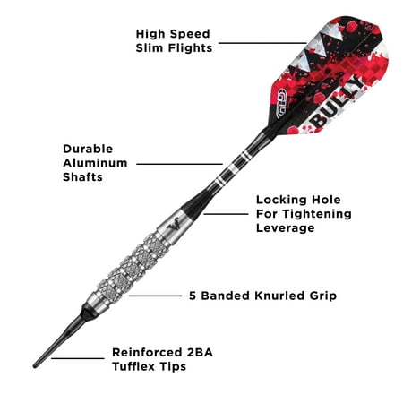 Viper - Bully 80% Tungsten Soft Tip Dart Set 5 Knurled Rings 18 Grams - Multi