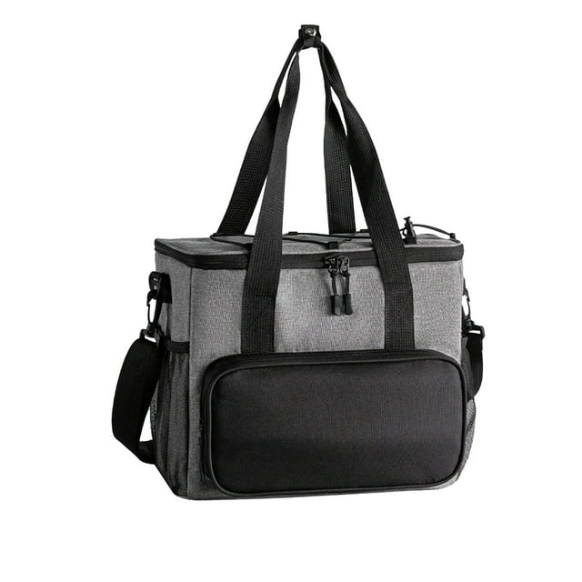 Bolsa de almuerzo unisex con aislamiento de cuatro capas, portátil, con cierre de temperatura para oficina al aire libre, de tela Oxford con correa para el hombro para mochila o mano.