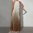 thumbnail image 6 of ZZwxWA Womens Summer Halter Neck Maxi Dress Sleeveless Pleated Flowy Long Dress Causal Travel Vacation Beach Sundress Gradient Color Cold Shoulder Ladies Sundress, 6 of 7
