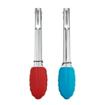 Farberware Stainless Steel Mini Locking Tongs with Silicone Tips, 2 Count, in Assorted Colors