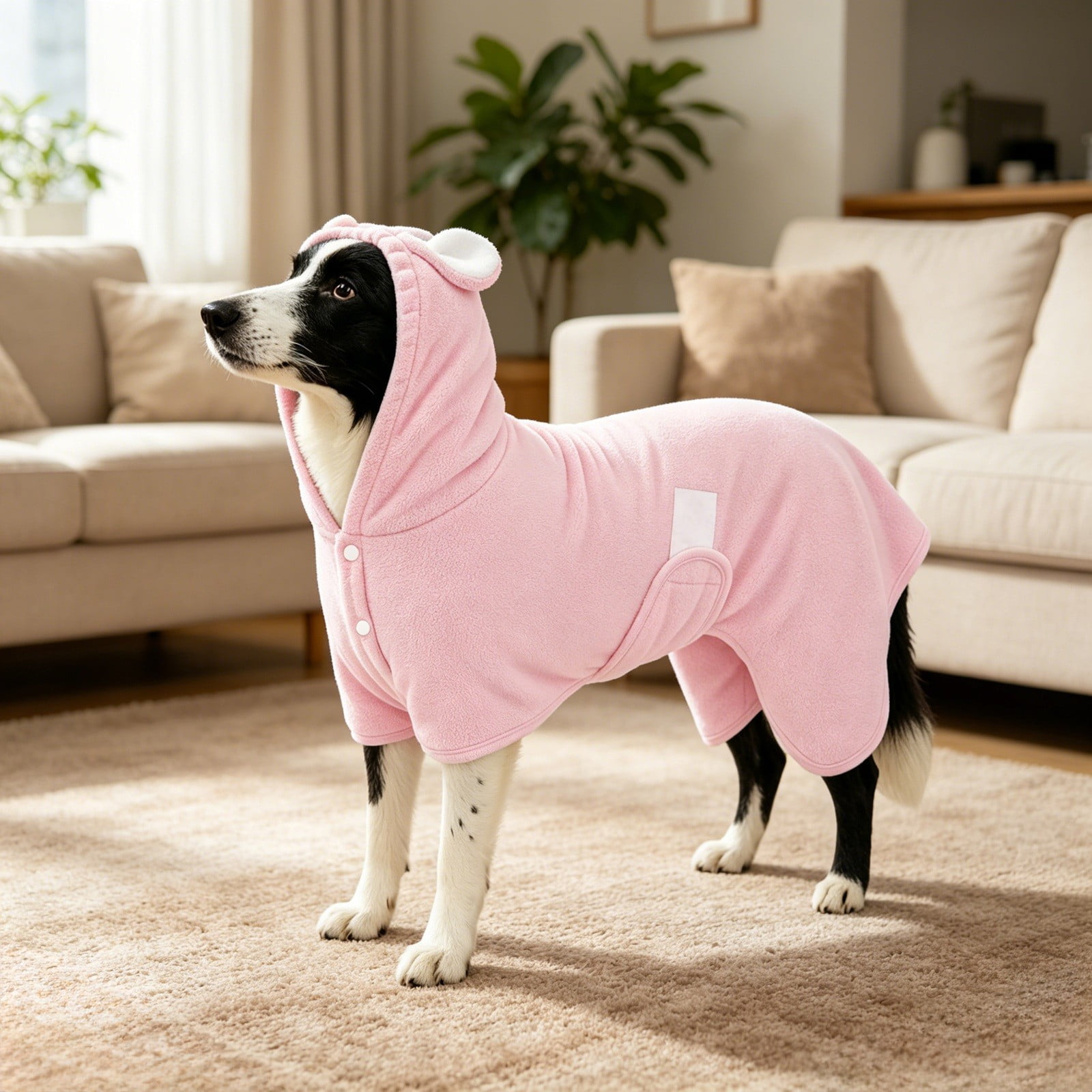 Hooded Dog Bathrobe with Cute Bear Ears Super Absorbent Coral Fleece Dog Drying Coat Quick Dry Towel Wrap for Small Medium Dogs Cats After Bath Swimming Cape (Pink S)