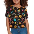 thumbnail image 3 of Uourmeti Girl Cat T-Shirt for Girls 5-6 Summer Short Round Neck Crop Tops Donut Print Sports Pullover Kids Short Sleeve Top, 3 of 5