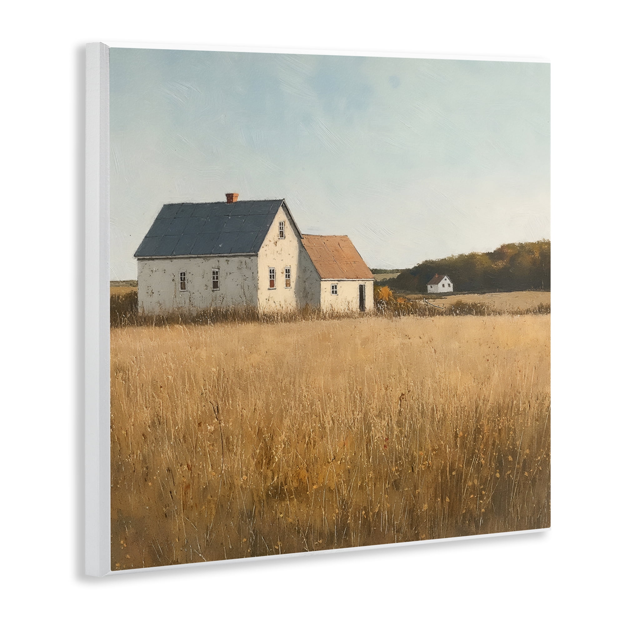 Stupell Industries Clear Sky over Barn Landscape & Nature Painting Unframed Art Print Wall Art, 12 x 12