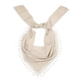 thumbnail image 2 of Helii Striped Lace Triangle Head Scarf for Women – Self Tie French Vintage Boho Bandana, Lightweight Polyester Tassel Head Wrap for Spring Summer Music Festival Beach Gift Beige,One Size, 2 of 4