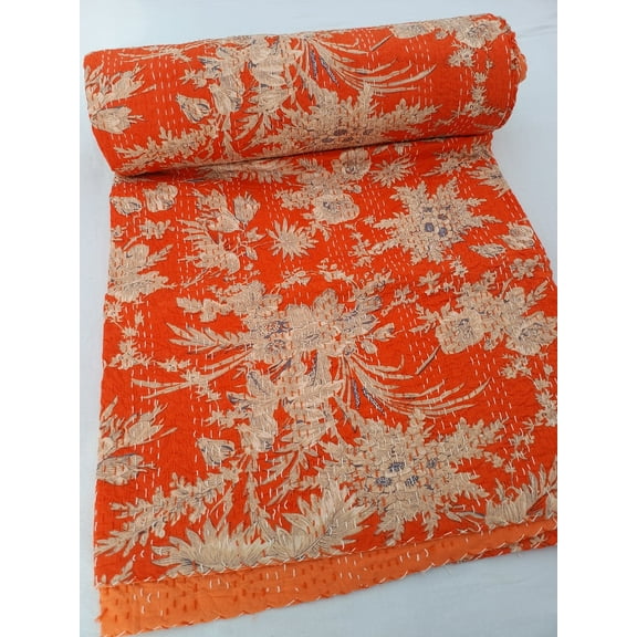 A And E Textiles House Handmade Kantha Quilt Unique Design Handmade Kantha Quilted Bedding Bedspread Print Throw Blanket Well-Looking Quilt