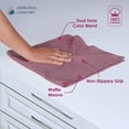 thumbnail image 4 of HEIRLOOM COMFORT Dual Tone Waffle Weave Kitchen Towels with Hanging Loop, 3 Pack, 100% Cotton, 16"x26", Super Absorbent, Fast Drying Reversible Dishcloth Set, Soft for Cleaning, Durable, Burgundy, 4 of 7