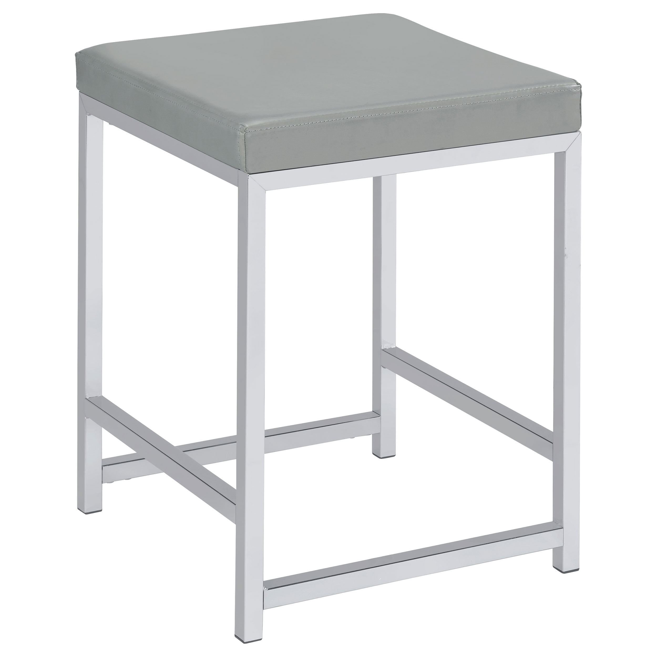 Light Grey Upholstered Square Vanity Stool