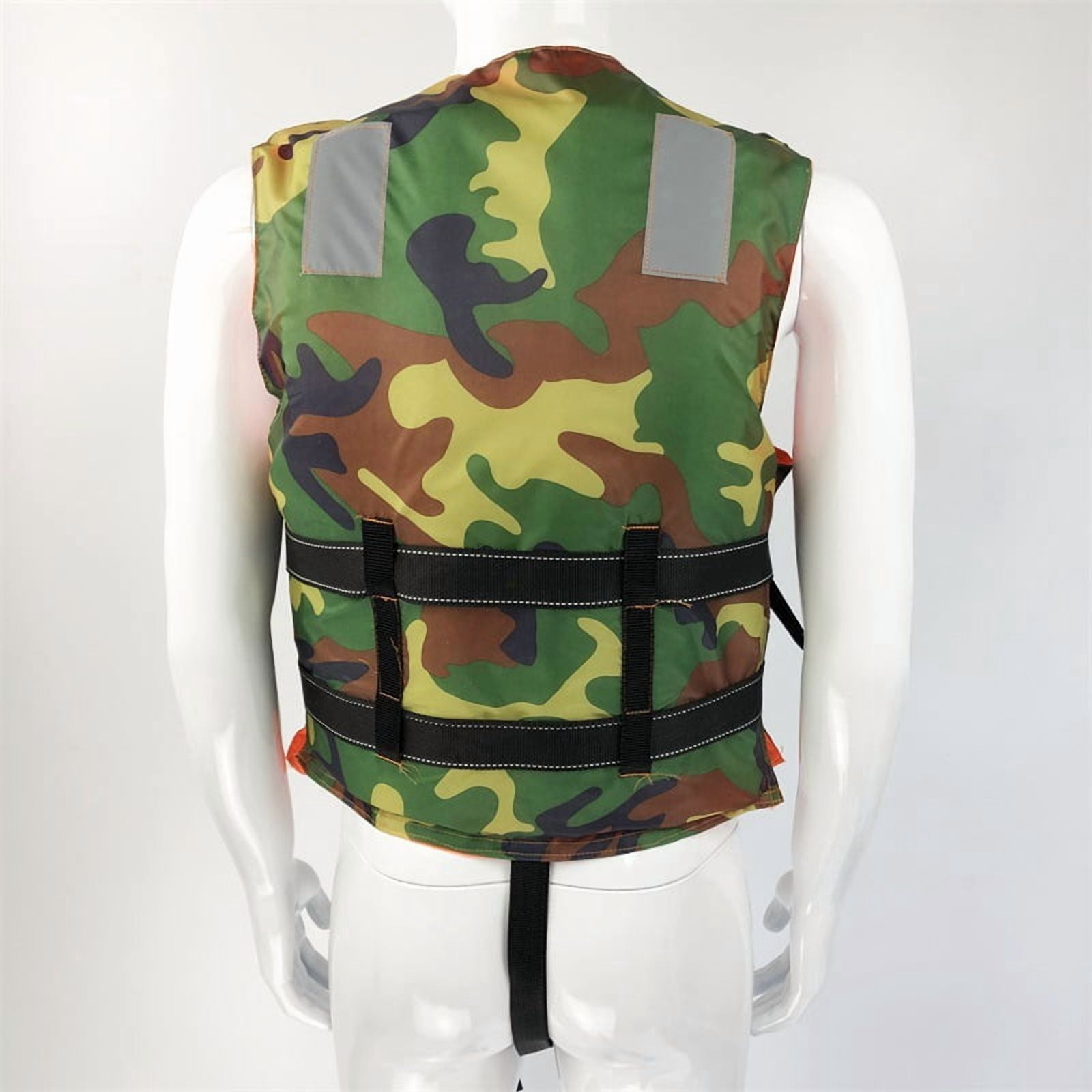2025 Two-way wear adult camouflage life jacket for swimming, rafting, flood prevention, fishing, life jacket, flood relief, one size fits all