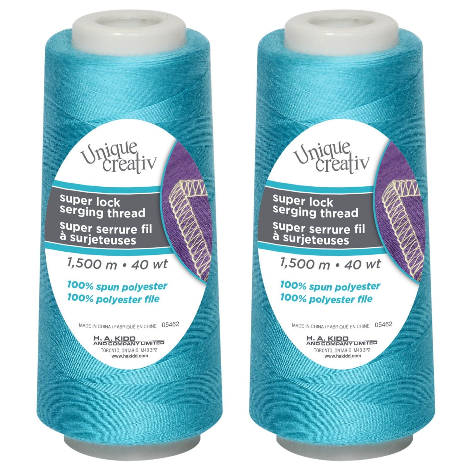 Fil à surjet UNIQUE CREATIV TRULOCK — 100 % polyester, 40 wt, cône de 1 500 m pour surjeteuses