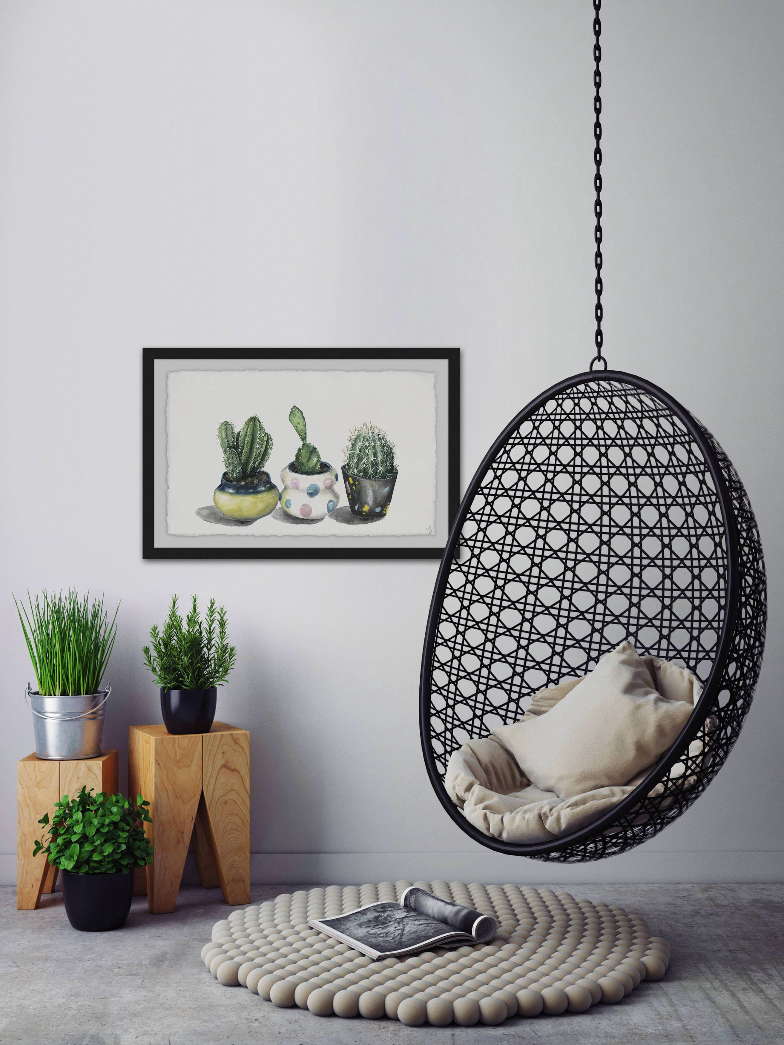 Cacti Trio Framed Painting Print
