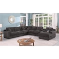 thumbnail image 3 of Celine Gray Chenille Fabric Sectional Rt-Facing Chaise Cupholders Charging Ports, 3 of 13