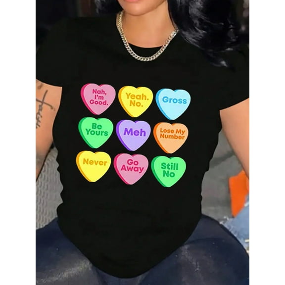 Snarky Anti-Valentine's Day Conversation Hearts Women Soft Short Sleeve T-Shirt