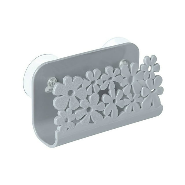Cqxid Rack Under $5 Sponge Holder Suction Sponge Holder Plastic Caddy With Suction Cups Bathroom Accessories For Kitchen And Bathroom (Grey)