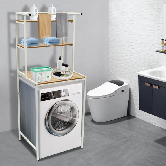 DENEST Clothes Drying Rack Stand Over Washer & Dryer Adjustable Storage Shelf Bathroom