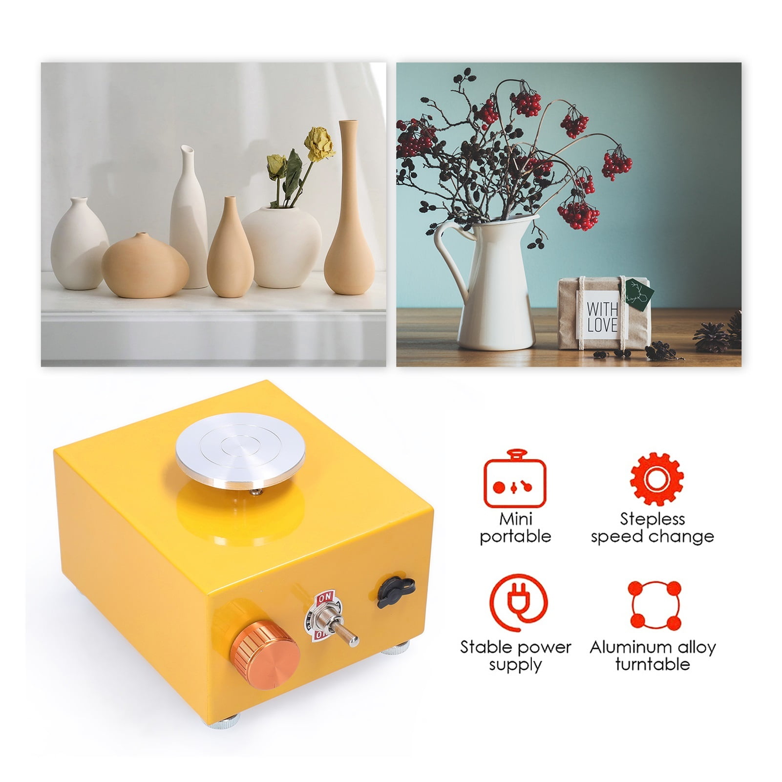DIY Clay Tool Ceic Machine with Tray for Ceic Work Mini Pottery Wheel Ceic Turntable Portable Electric Pottery Machine ,Power Tools