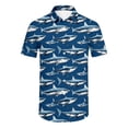thumbnail image 3 of Mens Hawaiian Shirt Short Sleeve Shark Print Button Down Lapel T Shirt Loose Summer Seaside Casual Comfortable Beach Shirts for Men Blue XXXL, 3 of 6