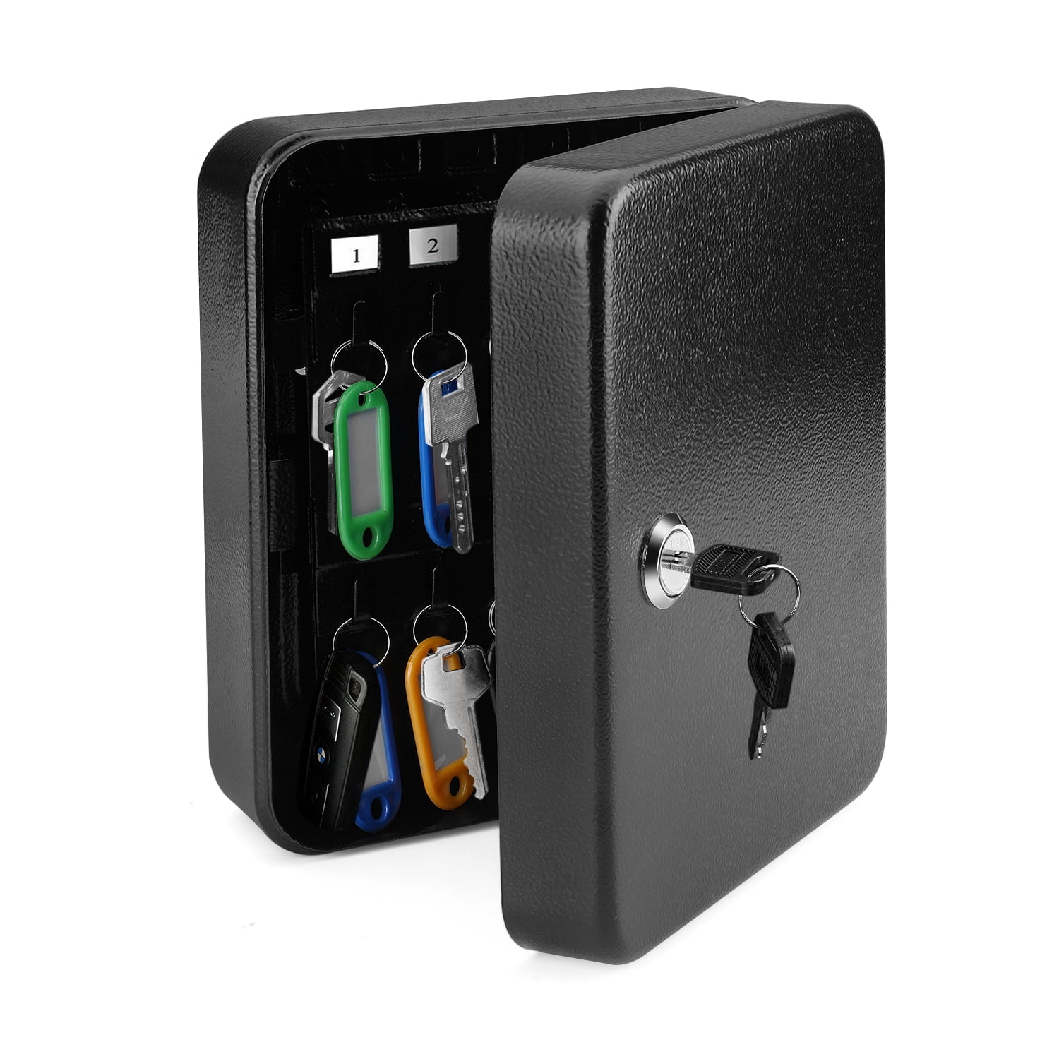 Flexzion key cabinet steel lock box with 40 capacity colored key tags