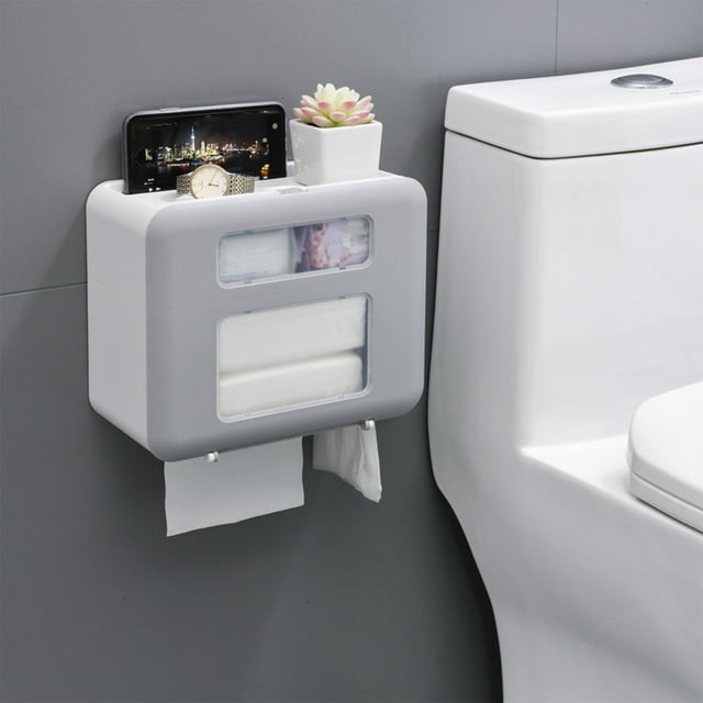 PEONAVET Paper Storage Wall-Mounted Layer Tissue Box for Home Decor - Modern Sturdy Plastic Tissue Container - for Bathroom Kitchen and Office
