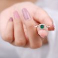 thumbnail image 4 of Rosec Jewels Natural Emerald Engagement Ring with Diamond for Women ( AAA Quality), 14K Rose Gold, US 11.00, 4 of 7