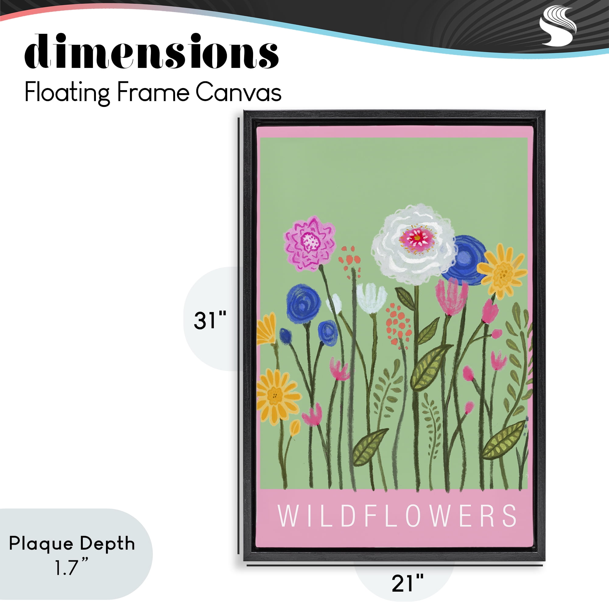 Stupell Industries Wild Flowers with Pink Border Black Framed Floater Canvas Wall Art, design by Elizabeth Medley