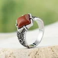thumbnail image 3 of PAMTIER Unisex Stainless Steel Vintage Hip Hop Dragon Claw Synthetic Turquoise Gemstone Special Pattern Carved Bike Ring Red Size 11, 3 of 4