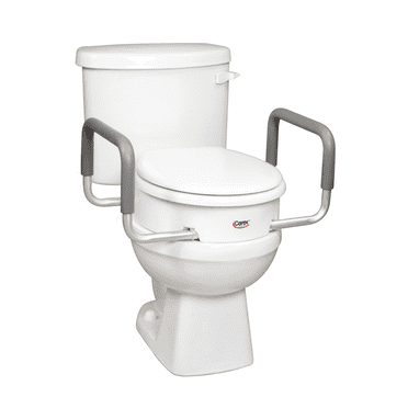 Carex Raised Toilet Seat with Handles, Standard Round Toilets, Adds 3.5" to Height, 250 lb Capacity