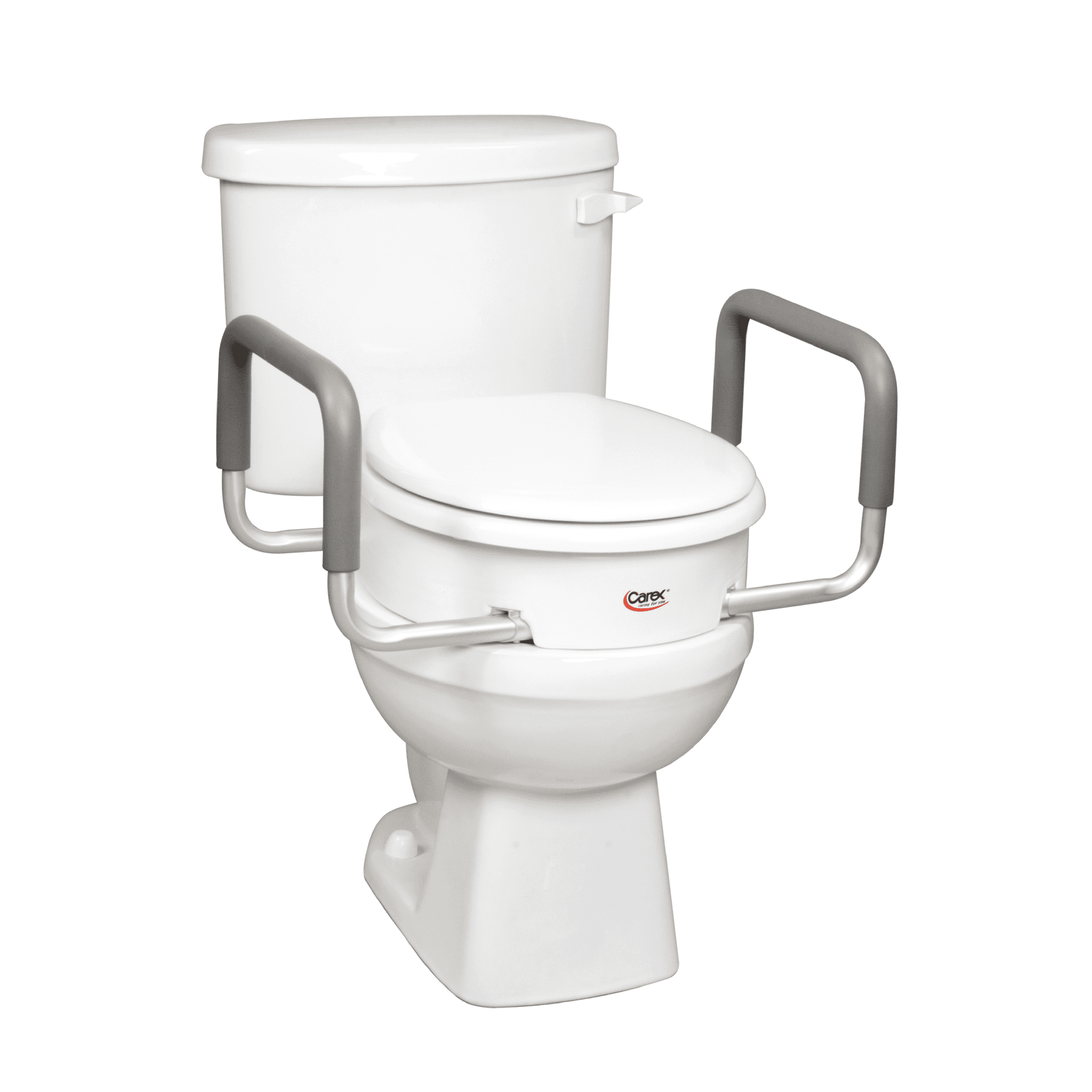 Carex Raised Toilet Seat with Handles, Standard Round Toilets, Adds 3.5" to Height, 250 lb Capacity