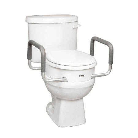 Carex Raised Toilet Seat with Handles, Standard Round Toilets, Adds 3.5" to Height, 250 lb Capacity
