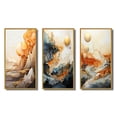 thumbnail image 2 of Designart "Abstract Mountain Landscape Illuminated by Full Moon I" Abstract Landscape Framed Wall Art Set Of 3 - Gold Abstract Landscapes Frame Canvas Set For Living Room Decor, 2 of 6