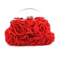 thumbnail image 2 of Rose Clutch Purse, Small Flower, Women Evening Clutch Bag, Floral Satin Small Purses with Detachable Strap for Wedding, Party, Prom, 2 of 5