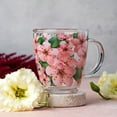 thumbnail image 2 of STP GOODS Sakura Glass Mug Set of 4 pcs 11.8 fl oz (350 ml) Tea Mugs for Hot Beverages Coffee and Tea Mugs for Latte Cocoa Chocolate Glass Drinkware, Service for 4, Pink Green Clear, 2 of 6