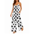 thumbnail image 2 of Women's Flowy Wide Leg Jumpsuit Black White Floral Summer Beach Casual Sleeveless Rompers with Pockets, 2 of 7