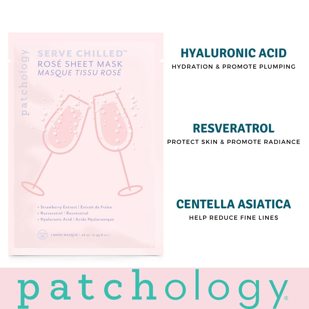(2 pack) Patchology Serve Chilled Rose Sheet Face Mask for Beauty Skincare, 0.95 fl oz