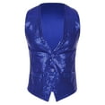 thumbnail image 3 of Jhaoyu Women's Glittery Sequin V-neck Vest Asymmetrical Hem Sleeveless Disco Suit Waistcoat Royal Blue 4XL, 3 of 7