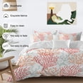 thumbnail image 4 of Red Orange Grey Coral Coastal Duvet Cover Set, Summer Beach Seaside Nautical Soft Duvet Cover Full Size Bedding Set 4 Pieces, 1 Quiltcover and 2 Pillowcases with Zipper, 1 Bed Sheet for All Seasons, 4 of 9
