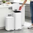 thumbnail image 2 of mVm Kitchen Trash Can, 8 Gal White Step Trash Can with Lid, Smooth Square Garbage Bin for Home Office (White), 2 of 7