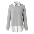 thumbnail image 3 of Yokua Women's Sweater 2 in 1 Shirt Loose Solid Color Long Sleeve Bottoming Comfortable Sweater Pullover, 3 of 9