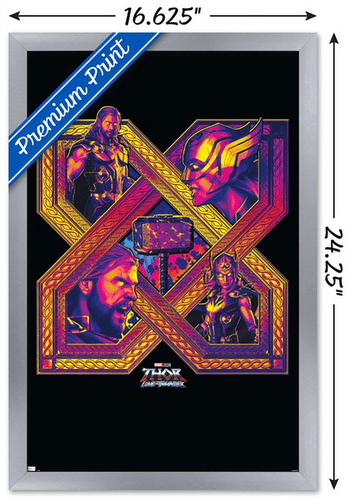 Marvel Thor: Love and Thunder - Cross Wall Poster, 14.725" x 22.375" Framed