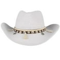 thumbnail image 3 of Transemion M Wide Brim Sun Hat Comfortable To Wear Cowboy Hat For Summer Sun Protection Cowboy Summer Hat white 1Set, 3 of 6