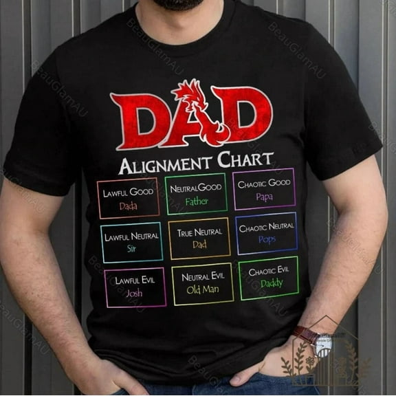 RARE Dungeon And Dragon Shirt, Dad Alignment Chart Shirt,Father Day Gift, Dnd Fan Gif