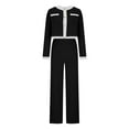 thumbnail image 4 of qolati Womens 2 Piece Sets Lounge Matching Cardigan Cropped Tops and Wide Leg Pants 2024 Fall Fashion Outfits Clothes, 4 of 6