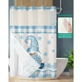 thumbnail image 2 of No Hook Shower Curtain with Snap in Liner, Christmas Gnome Snowflake Blue and White Buffalo Plaid Hotel Shower Curtains for Bathroom, Washable Shower Curtain Liner Set with Mesh Top Window, 72”x78”, 2 of 6