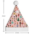 thumbnail image 4 of Christmas Hat,Pink Christmas Nutcracker Pattern Santa Hats Xmas Hat Christmas Party Decorations Party HHats for Adults,15 X 11.6 Inches, 4 of 4