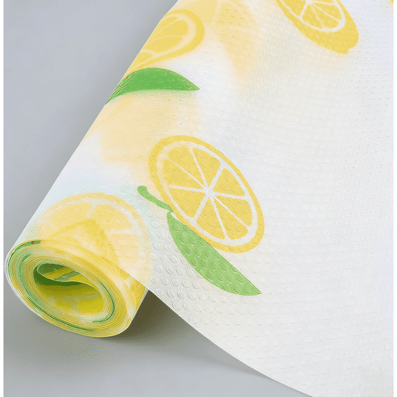 Shelf and Drawer Liner for Kitchen Cabinets Lemon Pattern EVA Non-Slip Liner Non Adhesive Cabinet Mat Clear Waterproof Durable Shelf Paper for Refrigerator Shelves