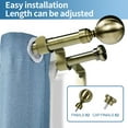 thumbnail image 2 of Urbanest Steel Ball Flat Button 1" 5/8" Double Drapery Curtain Window Rod Set - 28" to 48", Antique Brass, 2 of 6
